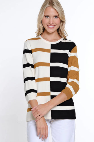 Jewel Neck Stripe Spring Sweater