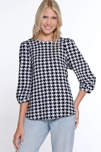 Houndstooth Knit Top