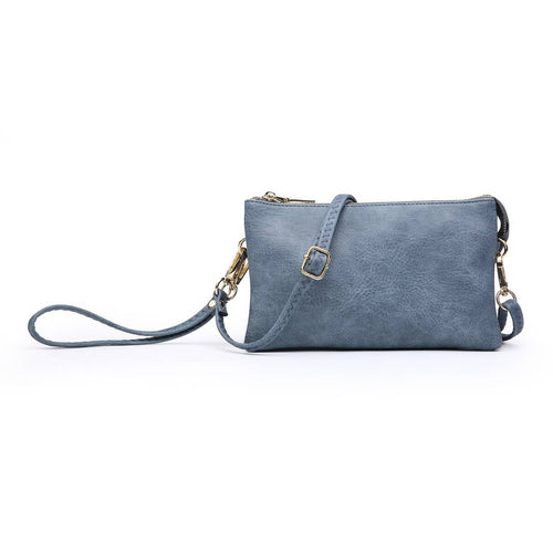 Riley Denim Blue 3 Compartment Crossbody/Wristlet