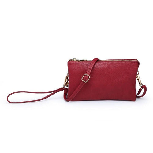 Wine Riley 3 Compartment Wristlet Crossbody